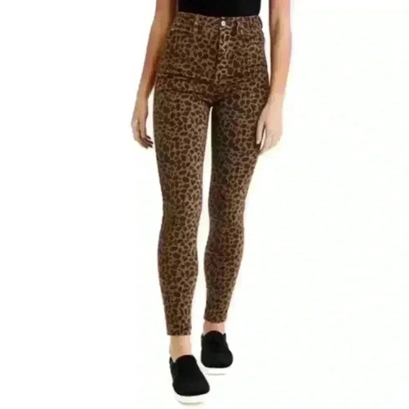 American Eagle NEW leopard  cheetah curvy super hi-rise jegging size 0 women’s - Picture 1 of 8